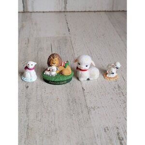 Hallmark merry Miniatures sheep lamb lion Easter spring‎ Xmas set figure